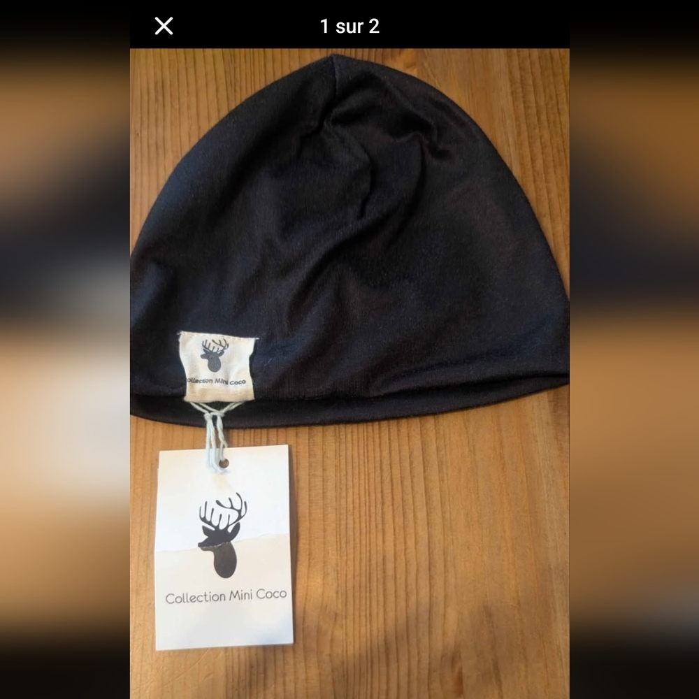 NWT L&P Black Beanie 0-6 M